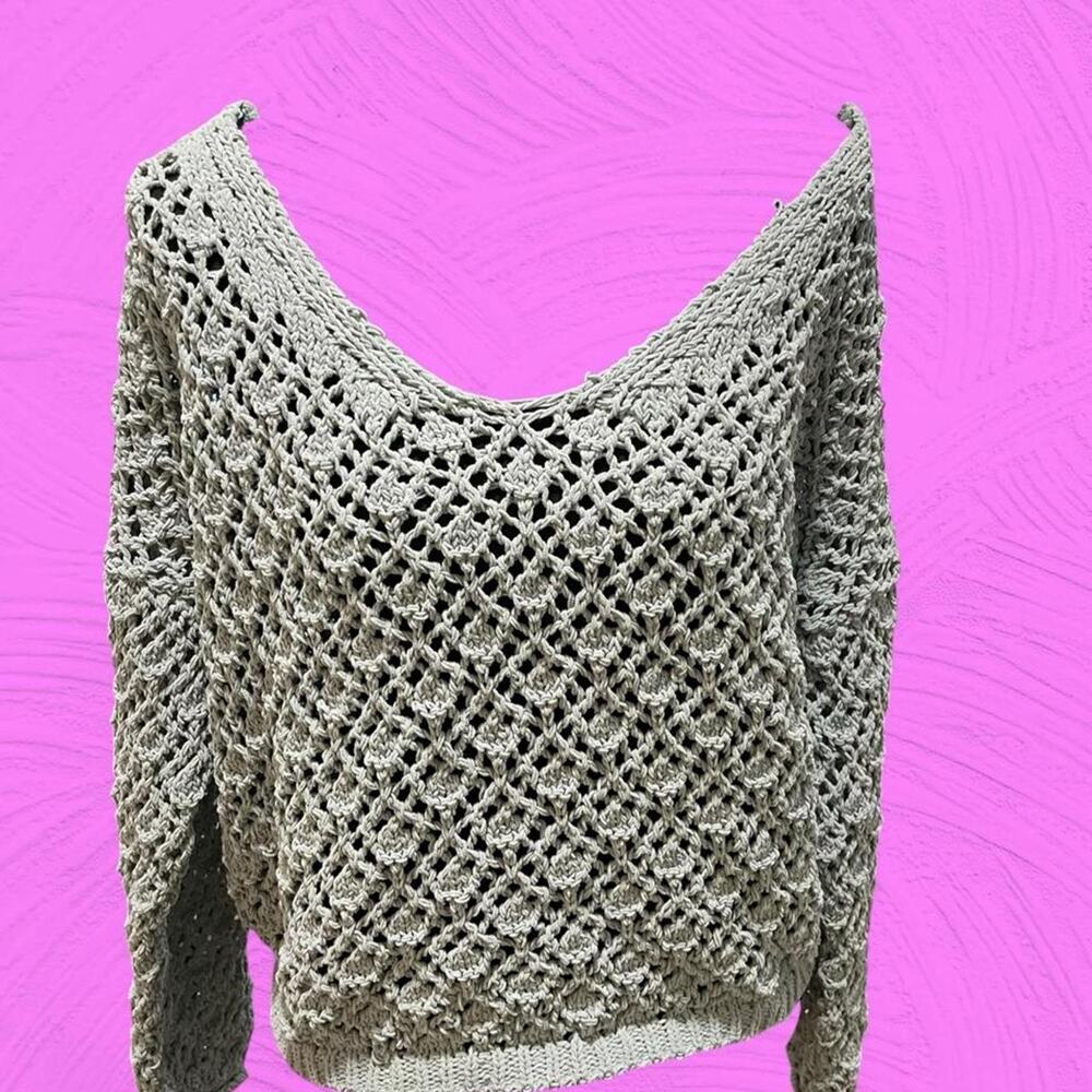 Artelier Nicole Miller Open-Knit Crochet Sweater